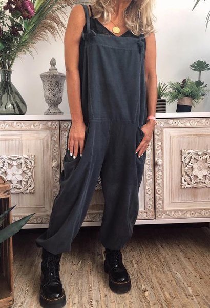 

Tuta con Tasche Casuale Senza Maniche, Blu scuro, Jumpsuits