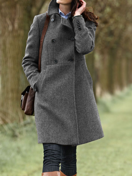 

Cappotto Casuale con Collo a Scialle, Grigio, overcoat