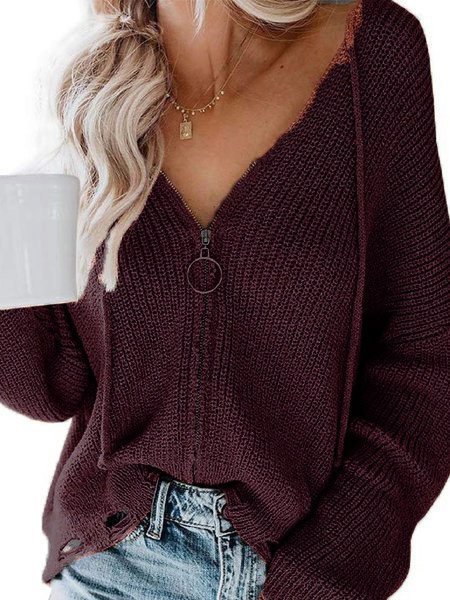 

Women Casual Long Sleeve Knitted Cardigan, Red, Sweaters & Cardigans