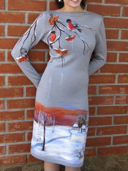 

zolucky Women Blue Vintage Floral Dresses, Gray, Dresses