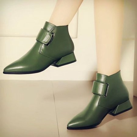 

Elegant Block Heel Boots, Green, Boots