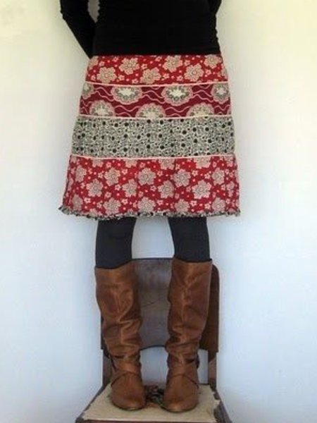 

Vintage Floral-Print Skirts, Red, Bottoms