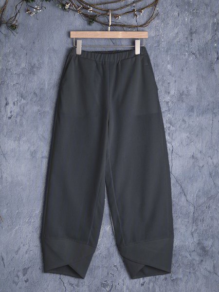 

Pantaloni Estate Tasche A Strisce Casuale Capri, Grigio, Pants