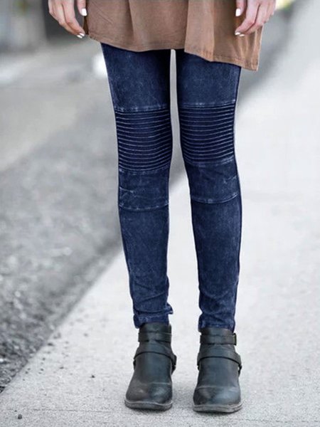 

Pantaloni Nero di Misto Cotone Tinta unita Vintag, Blu, Pants