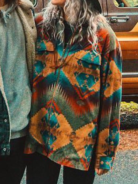 

Multicolor Tribal Floral-Print Casual Denim Jacket, Email discount