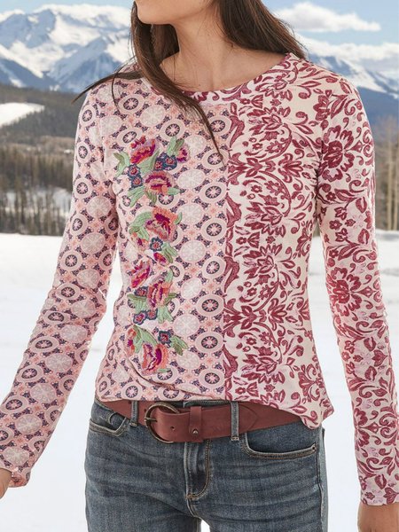 

T-shirt Rosa Girocollo Maniche Lunghe, Blouses & Shirts