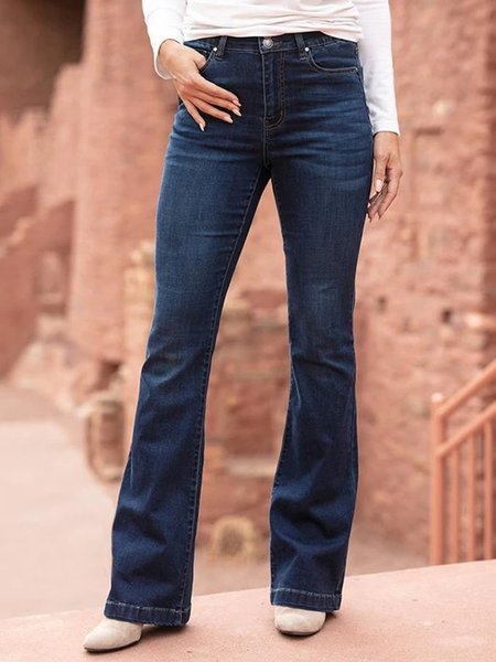 

Pantaloni Casuale Donna Tinta unita in Denim, Blu, Jeans