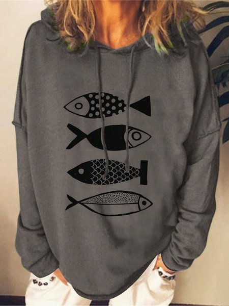 Long Sleeve Casual Shirt Blouse, Gray, Hoodies & Sweatshirts