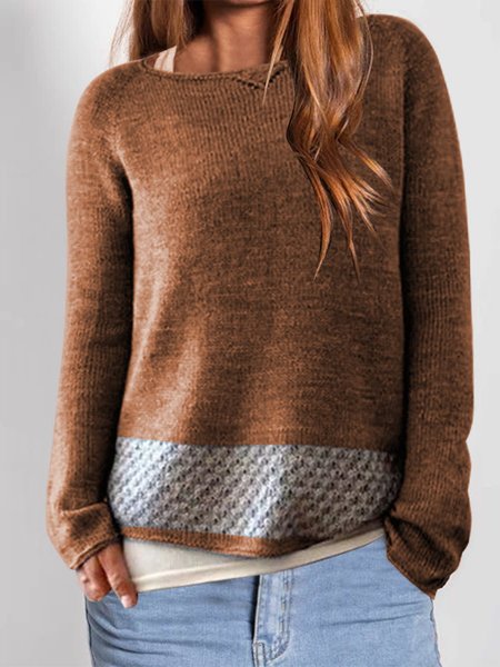 

Gray Cotton-Blend Casual Shirt & Top, Brown, Sweaters