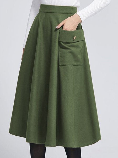 

Brown Vintage Wool Blend Buttoned Skirt, Green, Skirts