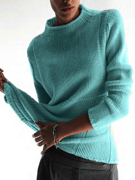 

Elegant Long Sleeve Paneled Sweater, Blue, Sweaters & Cardigans