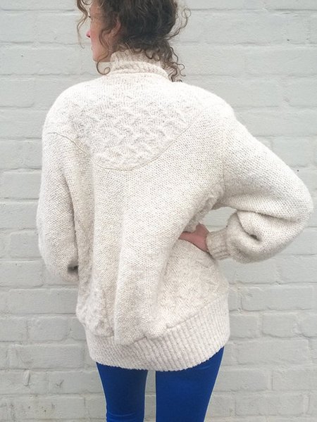 White Cotton-Blend Boho Floral Sweater, Sweaters & Cardigans