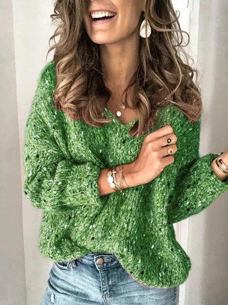 

Rosso Scollo a V Maniche Lunghe Maglione, Verde, Cardigans