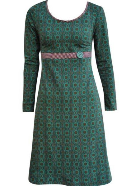 

Green Cotton-Blend Casual Dresses, Spring Dresses