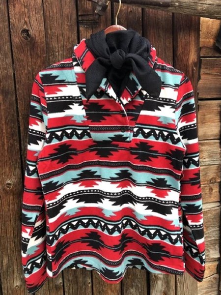 

Long Sleeve Color-Block Shawl Collar Cotton-Blend Sweatshirt, Red, Tops