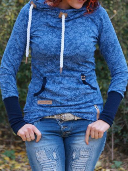

Plus size Cotton Long Sleeve Hoodies, Blue, Hoodies & Sweatshirts