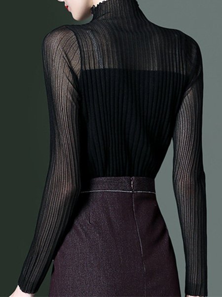 

Stand Collar Solid Work Elegant Top, Brown, Blouses and Shirts