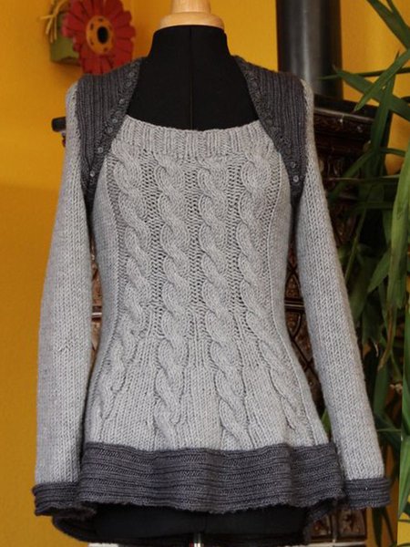 

Paneled Long Sleeve Sweater, Gray, Sweaters