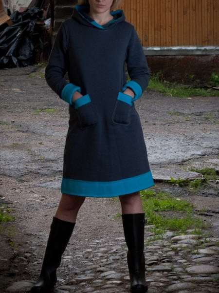 

Casual Hoodie Cotton-Blend Dresses, Gray, Dresses