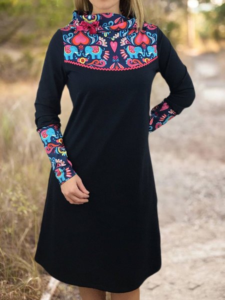 

Floral-Print Casual Dresses, Black, Dresses