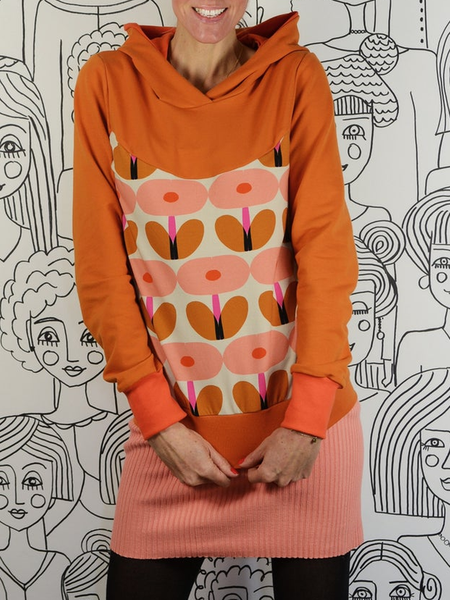 

Floral-Print Casual Sweatshirt, Orange, Tops