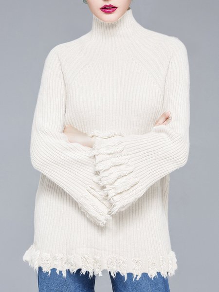 

Knitted Shift Bell Sleeve Casual Sweater, White, Sweaters & Cardigans