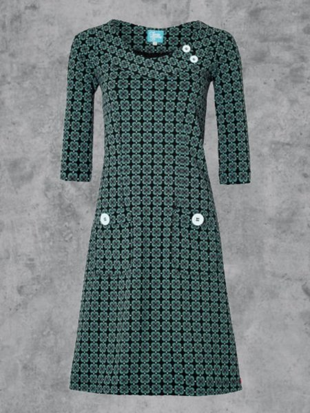 

Plus Size Casual Cotton-Blend Knitting Dress, Green, Short