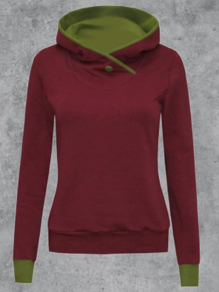 

Long Sleeve Hoodie Cotton-Blend Sweatshirt, Red, Auto-clearance