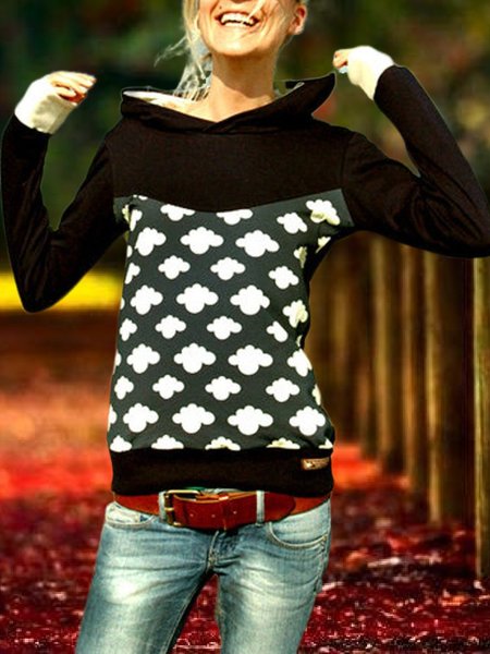 

Printed Casual Cotton-Blend Hoodie Outerwear, Black, Hoodies&Sweatshirts