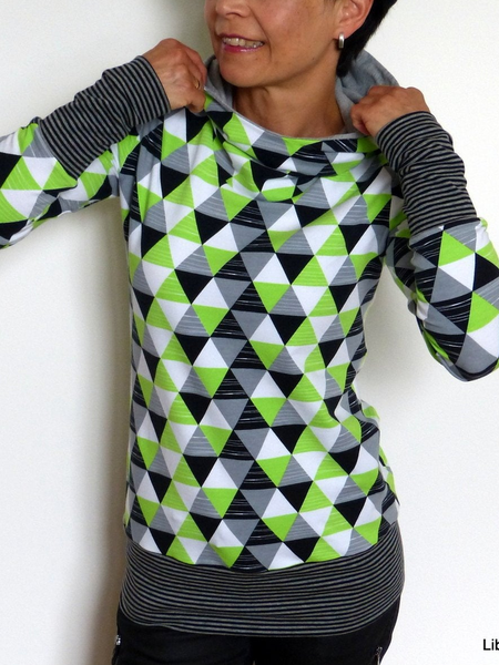 

Printed Hoodie Long Sleeve Cotton-Blend Sweatshirts, Green, Tops