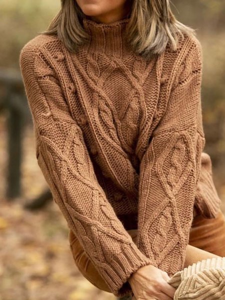 

Maglione Casuale taglia grande a Dolcevita, Caffè, Sweater