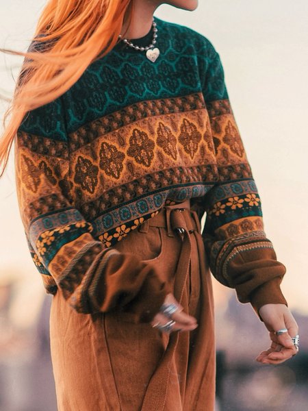 

Vintage Crew Neck Graphic Tops, Brown, Sweaters & Cardigans
