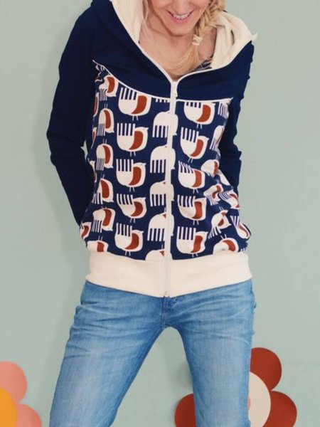 

Blue Long Sleeve Casual Cotton-Blend Outerwear, Outerwear