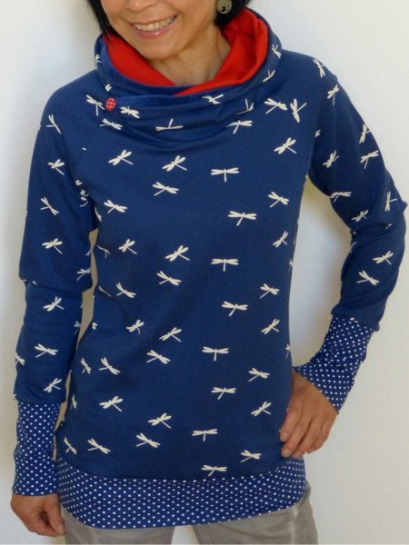 

Printed Casual Hoodie Sweatshirt, Blue, Tops