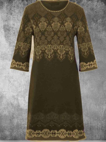 

Abito Blu di Cotone Floreale a Girocollo a Maniche Lunghe, Caffè, Sweater