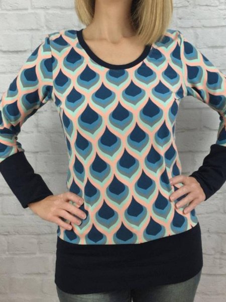 

Blue Cotton Crew Neck Casual Shirts & Tops, Tops
