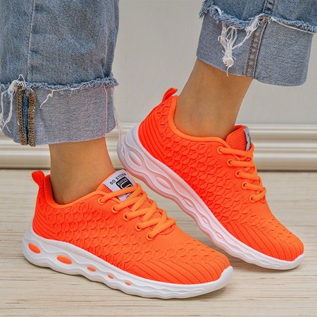 

Outdoor Casual Lace Up Trainers Flat Heel Sneakers, Orange, Athletic & Casual Shoes