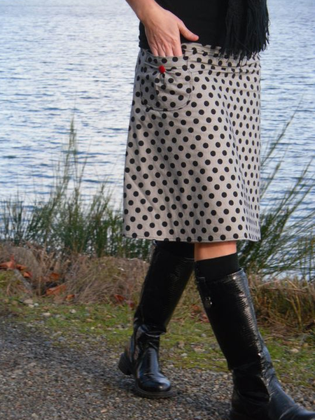 

Polka Dots Casual Cotton-Blend Skirts, Gray, Skirts