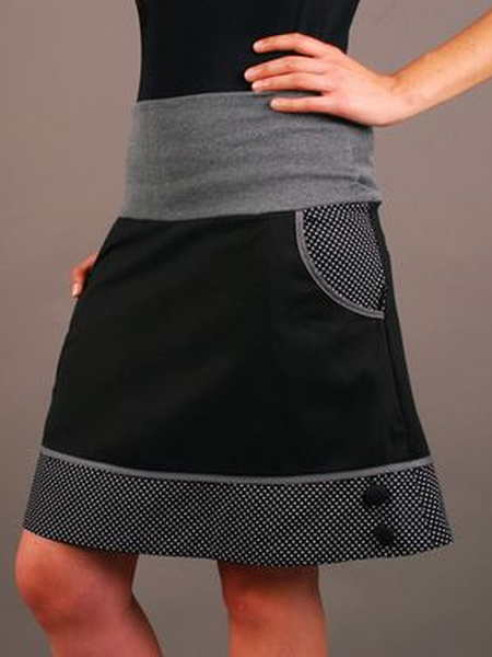 

Casual Cotton Blends Skirt, Black, Skirts