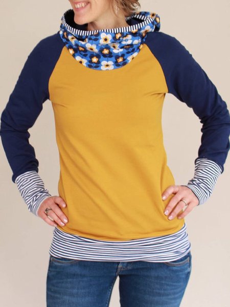 

Color-Block Long Sleeve Sweatshirt, Yellow, Hoodies&Sweatshirts