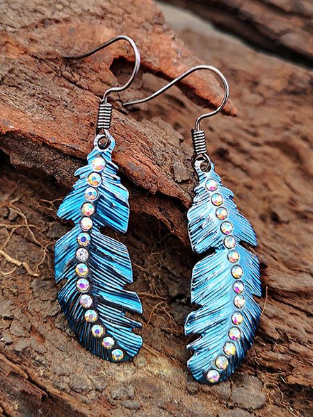 

Vintage Feather Earrings, Blue, Accessories