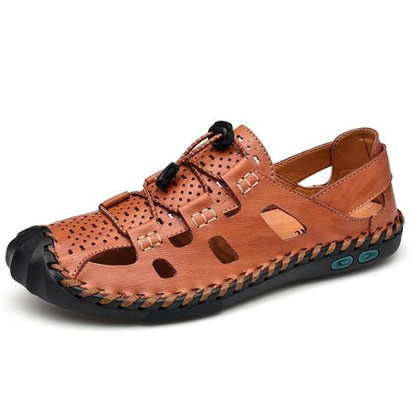 

Men Hand Stitching Leather Non Slip Soft Sole Outdoor Sandals, Brown, Men's Sandals
