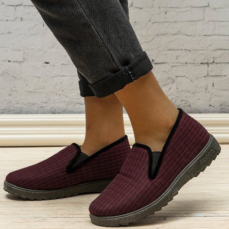 

Padded Womens Winter Shoes Slip On Warm Snow Winter Shoes, Red, Loafers