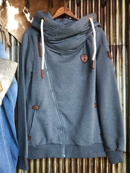 

Navy Blue Hoodie Casual Plus Size Outerwear, Email discount