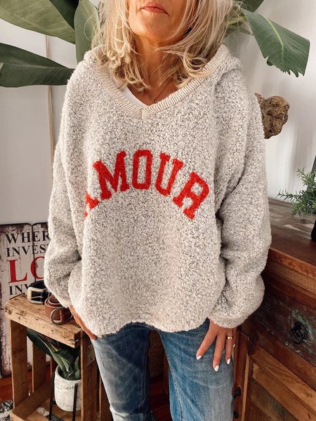 

Beige Letter Printed Casual Sweatshirt, Tops