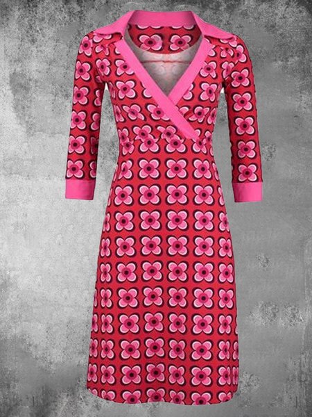 

Floral-Print V Neck Casual Dresses, Red, Dresses