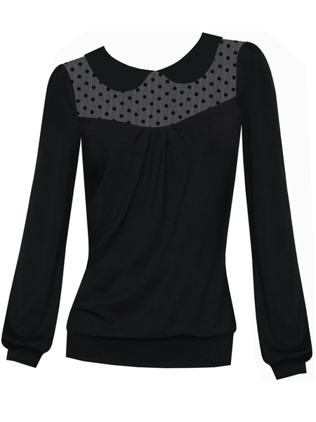 

Black Cotton-Blend Polka Dots Long Sleeve Hoodies & Sweatshirts, Hoodies & Sweatshirts