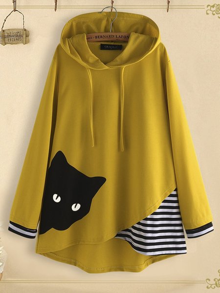 

Casual Hoodie Long Sleeve Sweatshirt, Yellow, Tops
