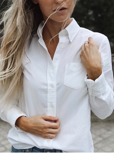 

Camicetta Casuale taglia grande a Maniche Lunghe, Bianco, T-Shirts