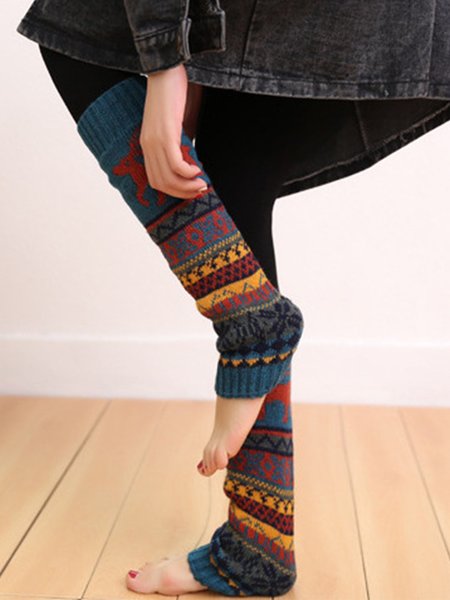 

Women Casual Fawn Snowflake Knit Pile Cabin Socks, Purplish blue, Socks